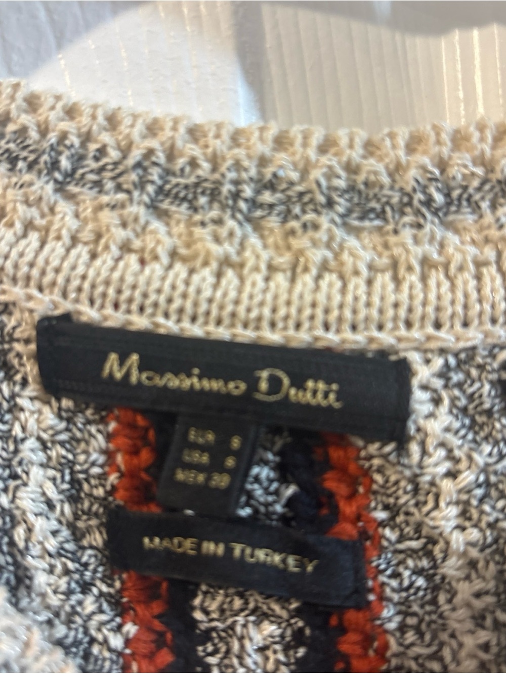 Massimo Dutti Striped Fringe Knit Tank in Rust, Cream, Navy & Gray - Picture 3 of 5